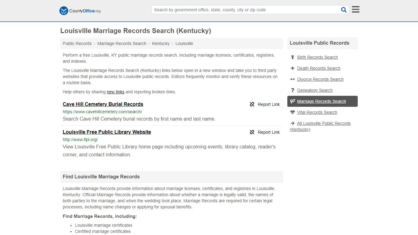 Louisville Marriage Records Search (Kentucky) - County Office